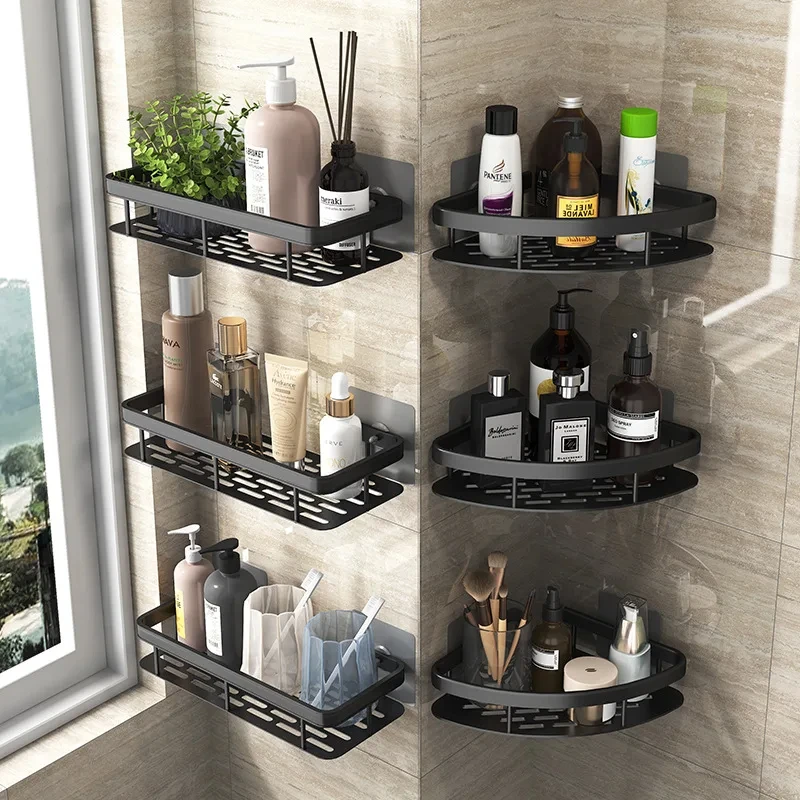 Bathroom Shelf Makeup Storage Organizer Aluminum Alloy Shampoo Rack Shower Shelf Bathroom Accessories No Drill Wall storage rack bathroom shelf shower shelf bathroom storage shelf storage shelf bathroom accessories shower rack bathroom corner shelf shampoo rack floating shelves