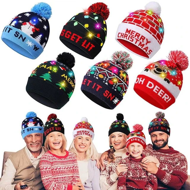Bonnet de Noël à LED pour enfants, chapeau de nouvel an, bonnet lumineux,  cadeau de Noël, décorations de Noël - AliExpress