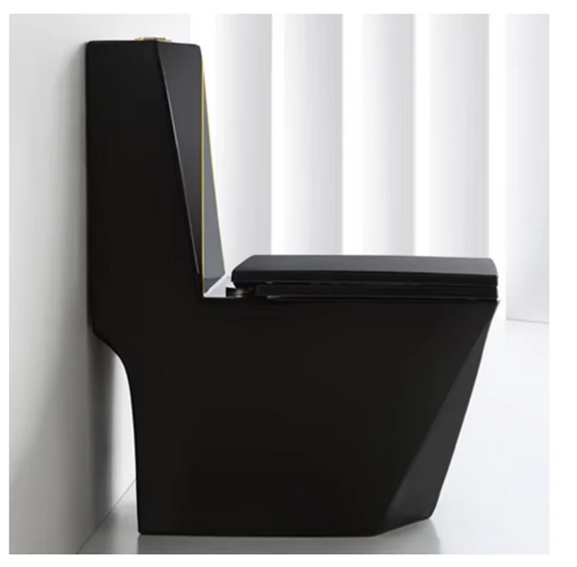 Used for luxury bathroom ceramic bathroom diamond flush toilet, ceramic flush integrated black gold toilet YX630TB 4