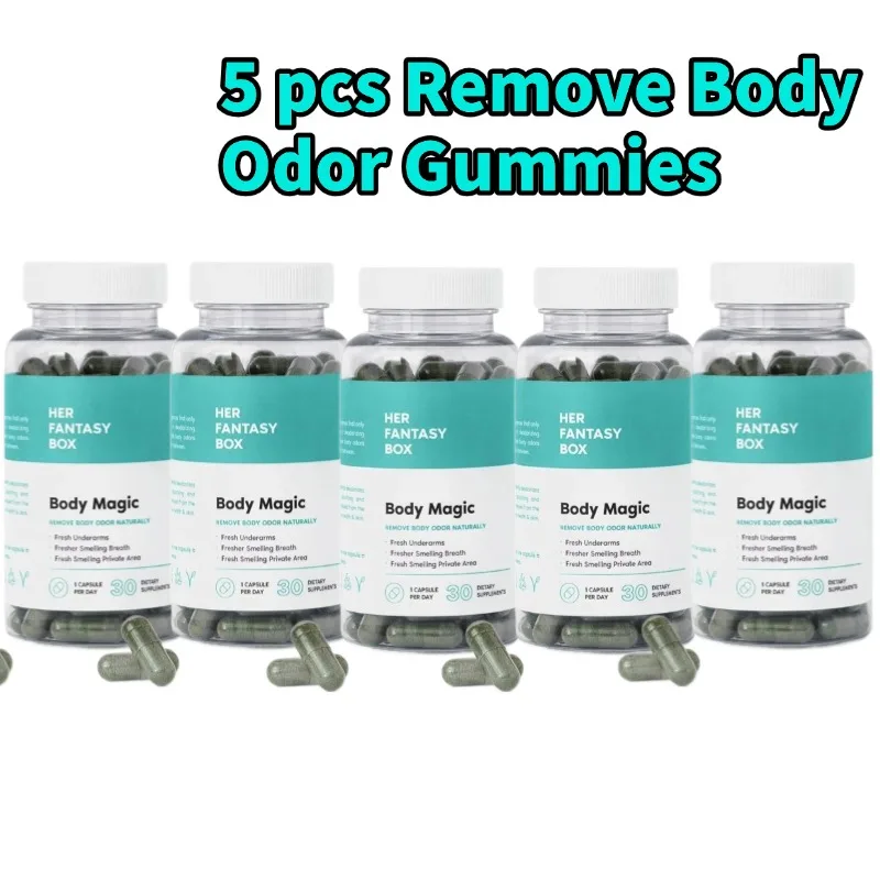 5 pcs Remove Body Odor Capsules Naturally Fresh Smelling Breath Fresh Smelling Private Area 1 Capsule Per Day 30 Capsules body odor capsules