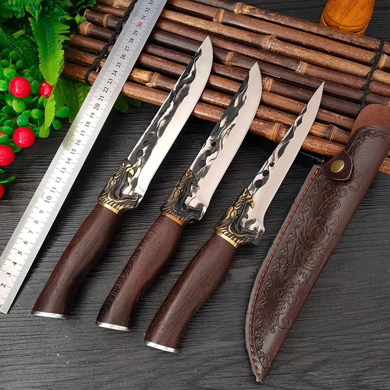 

Kitchen Knives Camping Hunting Fishing Knife Cleaver Meat Beef Vegetable Butcher Boning Knife Outdoor Survival Knife Wood Handle