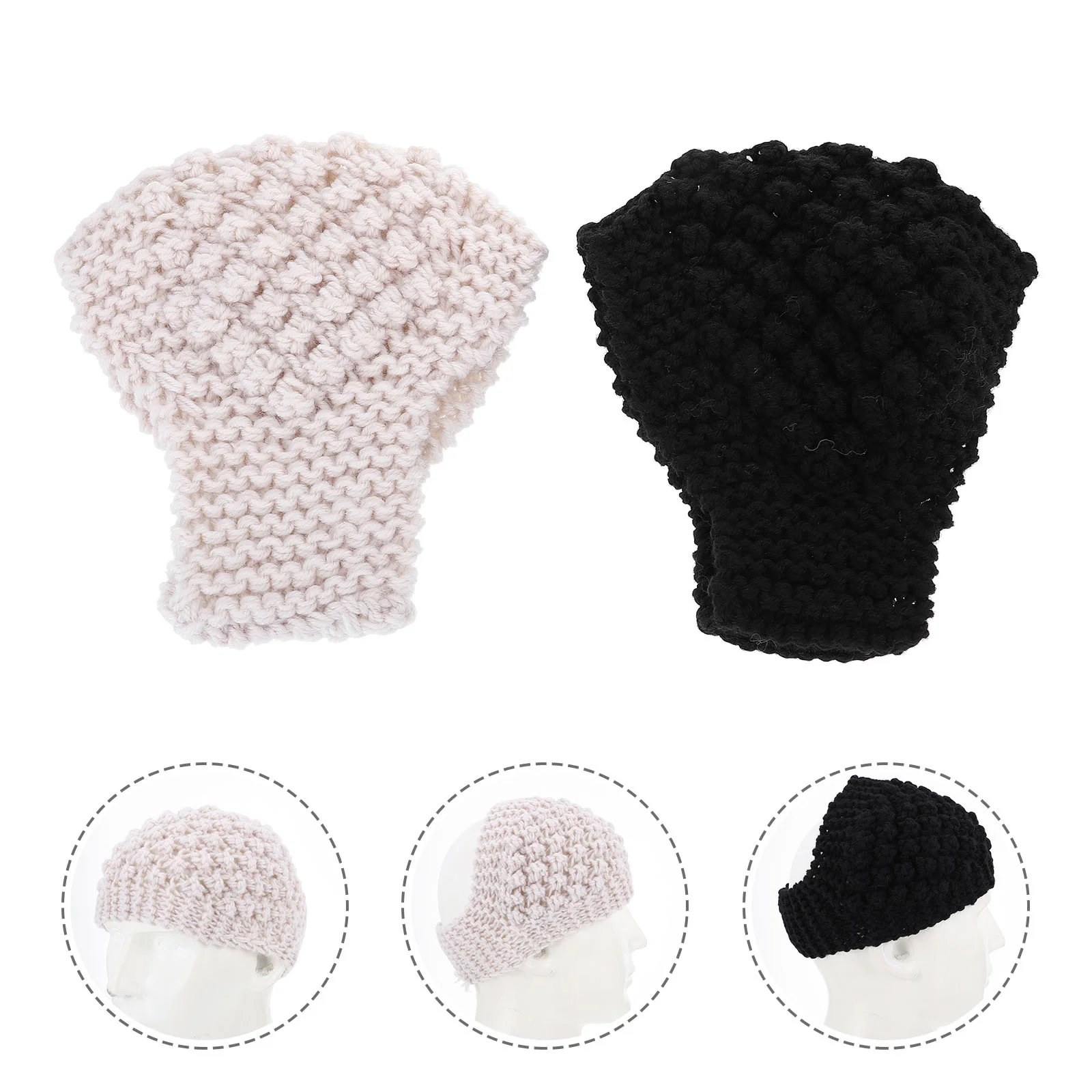 

2 Pcs Hair Ribbons Knitted Headband Headbands Ear Covers Accessories Autumn Miss