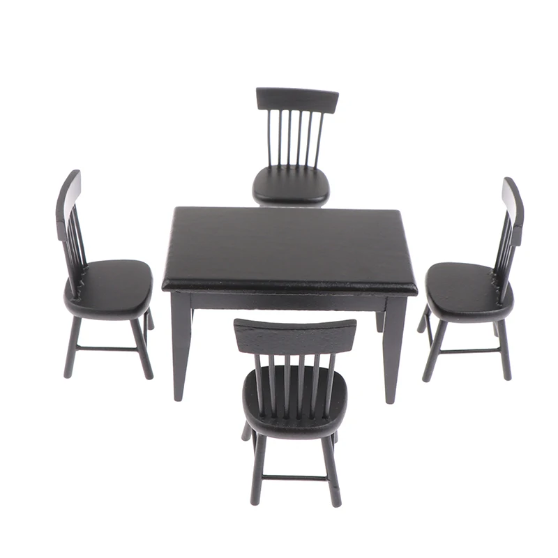 

1Pc/1Set 1:12 Dollhouse Kitchen Restaurant Mini Dining Table Food Table Chairs Scene Model Dollhouse Furniture Decor DIY Toys