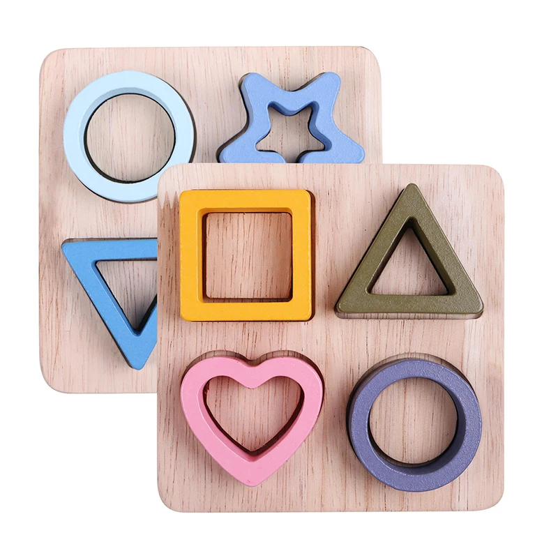 Kid's Wooden Montessori Building Blocks Shape Color Recognition Classification Game Preschool Learning Early Education Toys