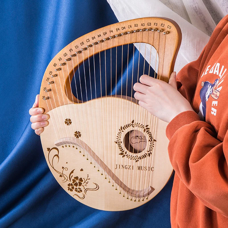24 String Harp Box-type Lyre Harp 24 String Musical Instrument Professional Miniature Stringed Instruments for Adult Beginners