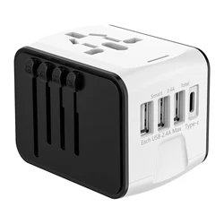 High - Speed Universal Travel Adapter with Multi - USB Ports - Universal Plug (White)