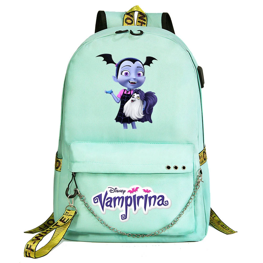 

Disney Vampirina USB Backpack School Bag Laptop Rucksack Women Men Backbag Travel Daypacks Chain Backpack Mochilas