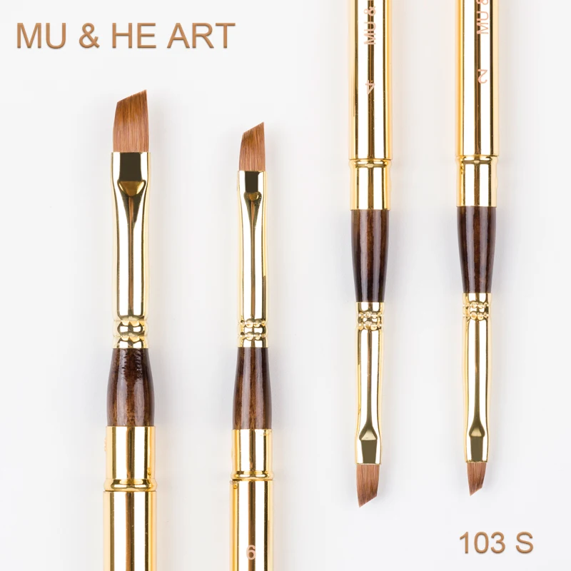 

Pure Kolinsky Hair Slant Shape Tips Travel Mini Watercolor & Acrylic & Oil Painting Brush Tool Gold Cap 103S MU HE ART