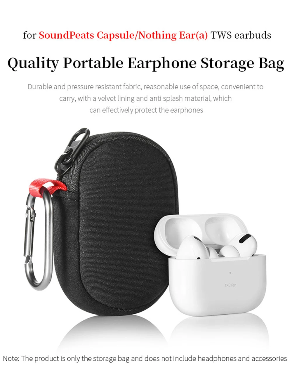Portable Storage Bag for SoundPeats Capsule Nothing Ear(a) TWS Earbuds Box for Anbernic RG Nano games console Travel Carry Case