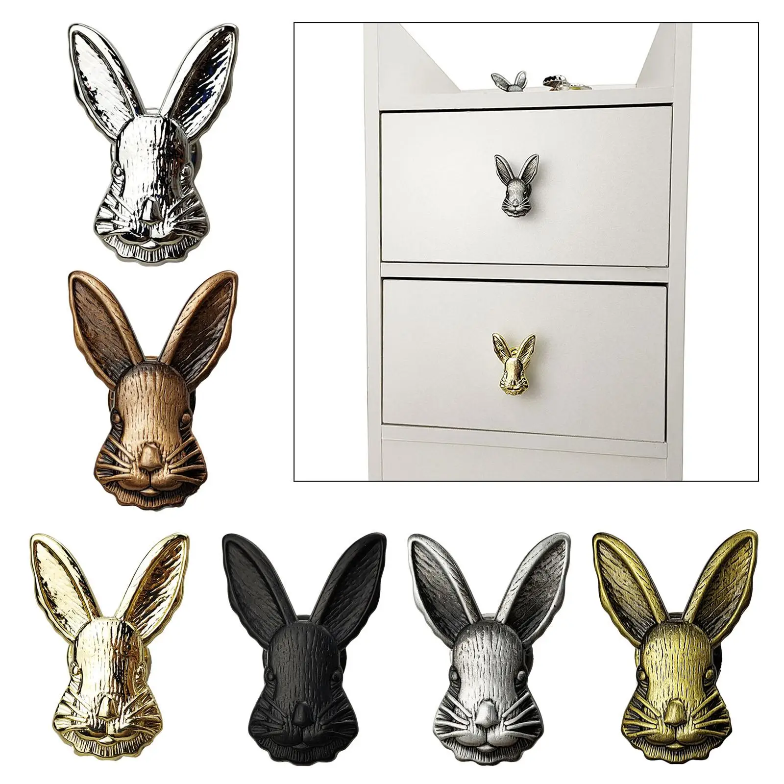 Antique Rabbit Head Shape Knob Single Hole Handle Pull with Screw Zinc