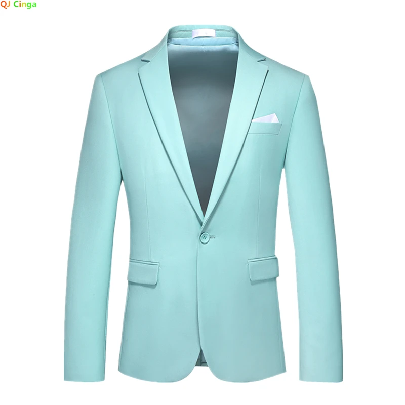 Men Suits Jackets 24 Color Men's Suit Jacket Single Button V-neck Dress Coat Slim Blazer Spring Autumn