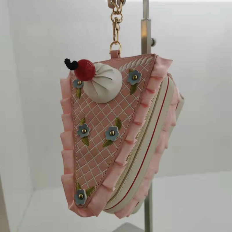 女性のための3Dケーキ型のハンドバッグ,豪華なチェーン付きの