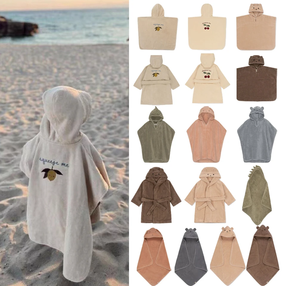 KS Kids Cute Lemon Bathrobe Boys Girl Pajamas Toddler Clothing Children Soft Bath Robe Nightgown Teenager Towels 1-12 Years