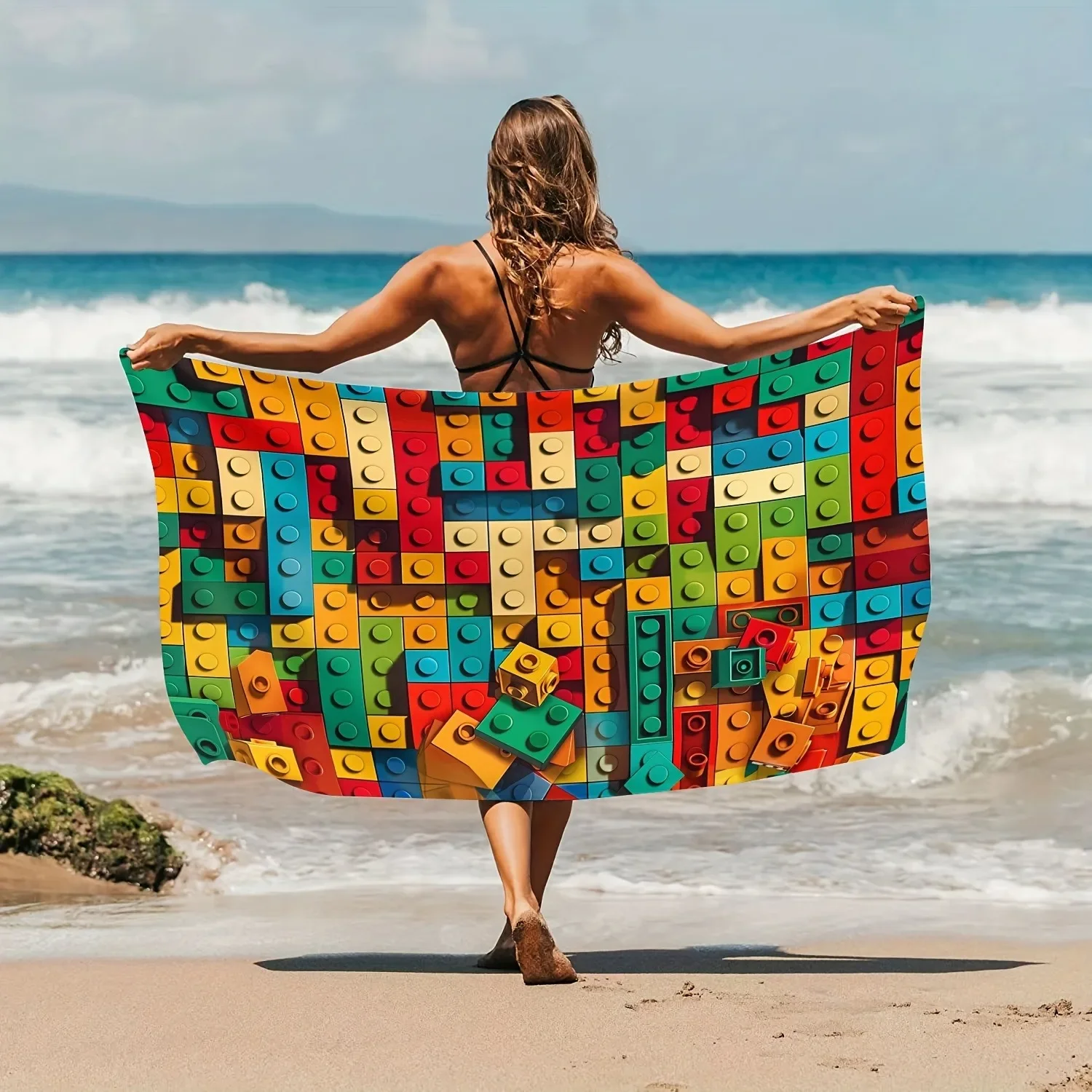 Colorful Lego-patterned Beach Towel For Summer Beach Days_voghion.com
