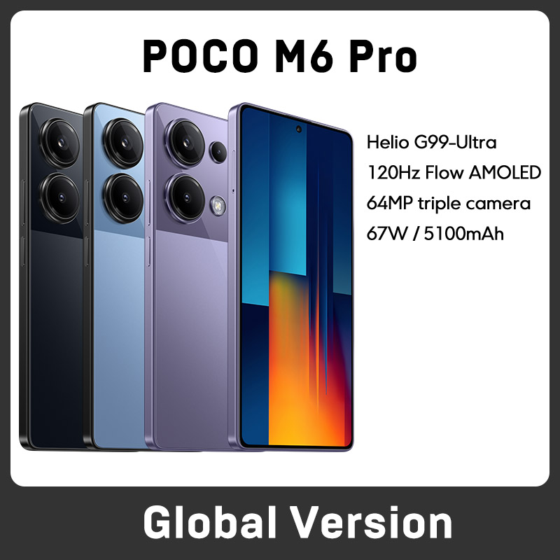 POCO M6 Pro Global Version Smartphone Helio G99 Ultra NFC 64MP Triple Camera 6.67'' 120Hz Flow AMOLED DotDisplay 67W ChargingÂ 