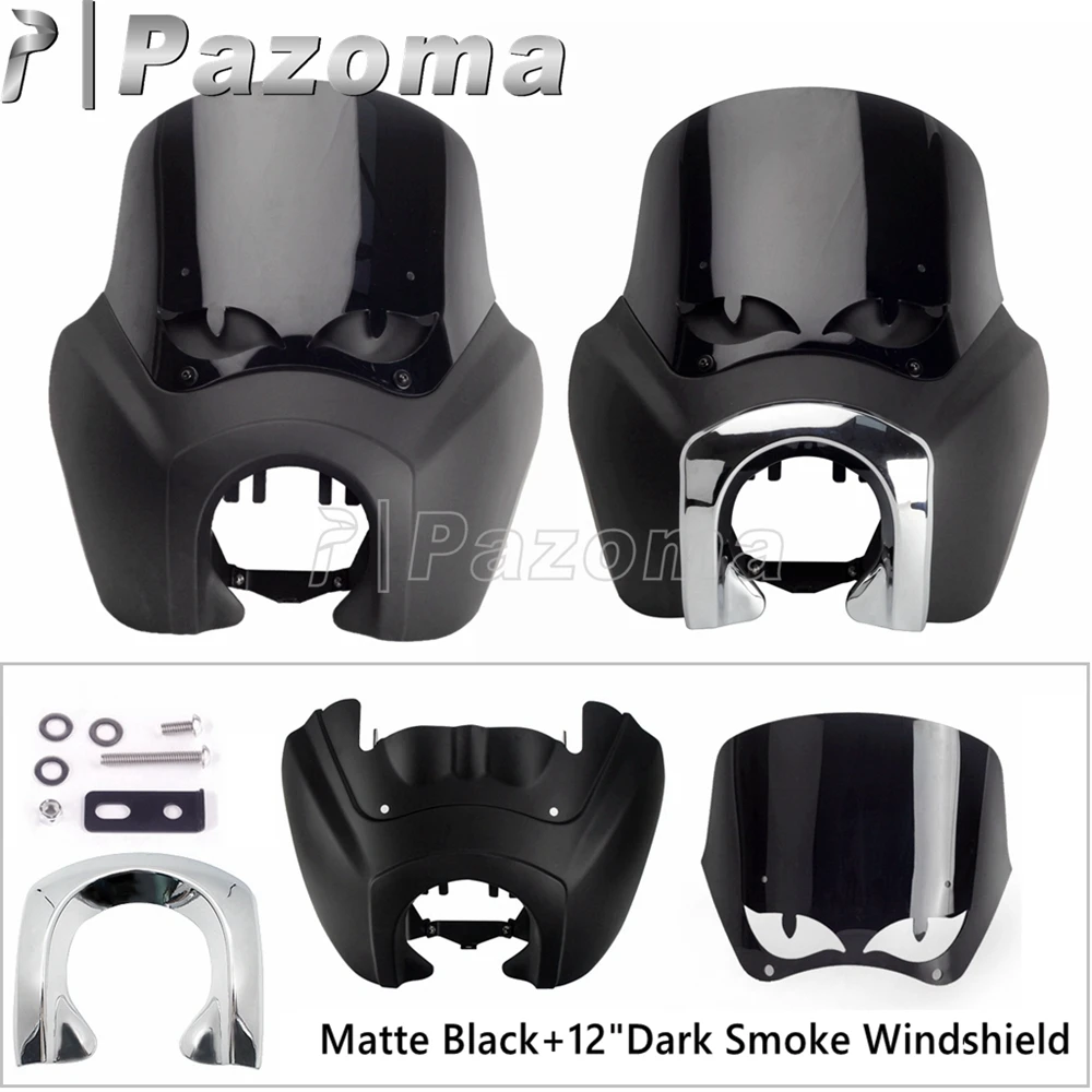 Club Style Headlight Cowl Fairing Windshield For Harley Softail Street Bob FXBB 114 FXBBS Low Rider FXLR Standard FXST -