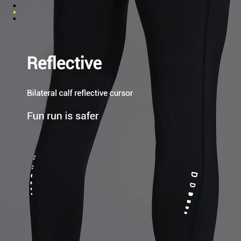 (S-2XL)Men's Fleece Marathon Fitness Pants for Running Training Cycling Quick Dry Elastic Compression Cropped Tights Leggings