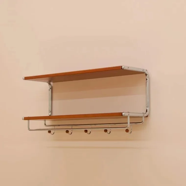 Minimalist Wall Shelf Hanging Storage Rack for Entryway Living Room Bedroom Vintage Solid Wood Bookshelf