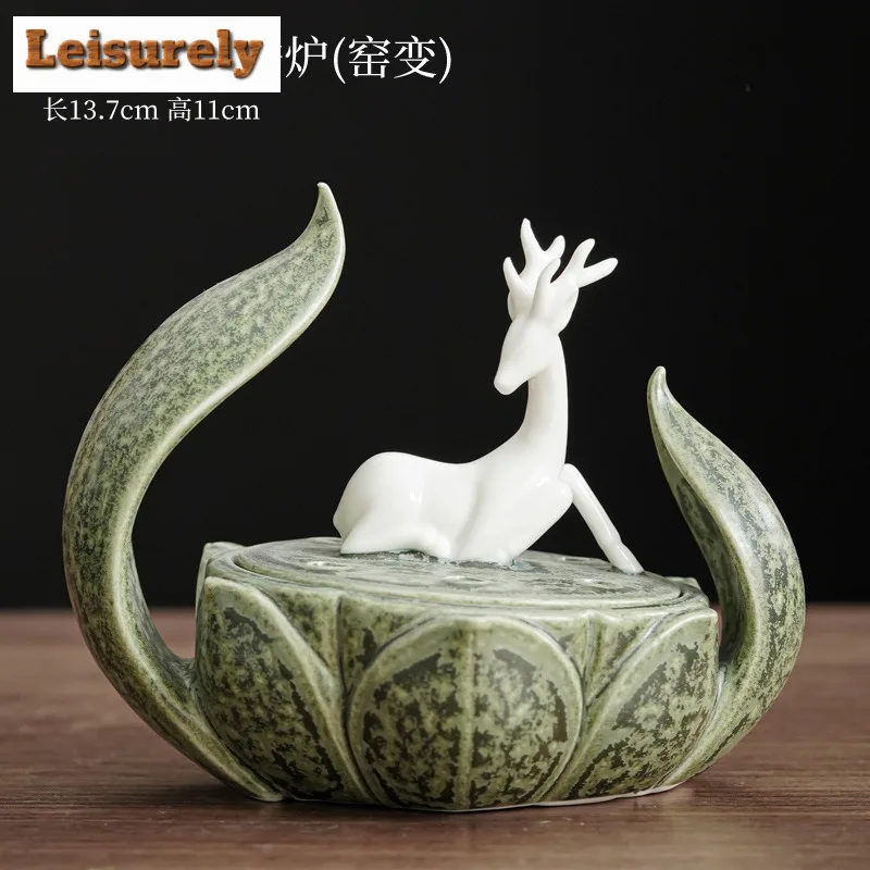 One Lotus Blossom Grows Deer Incense Holder Diffuser Incense Burners Meditation Scented Aromatic Candles Censer Home Craft Gift