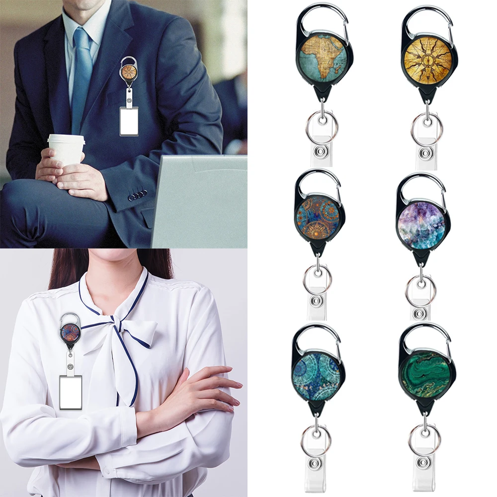 

1Pcs Colorful Compass Map Retractable Doctor Nurse Badge Reel Clip ID Card Badge Holder Portable Durable Retractable Keychain