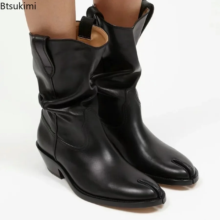 

Женские замшевые сапоги до середины икры, черные короткие сапоги на низком массивном каблуке, с разрезом, роскошная дизайнерская женская обувь, 2023