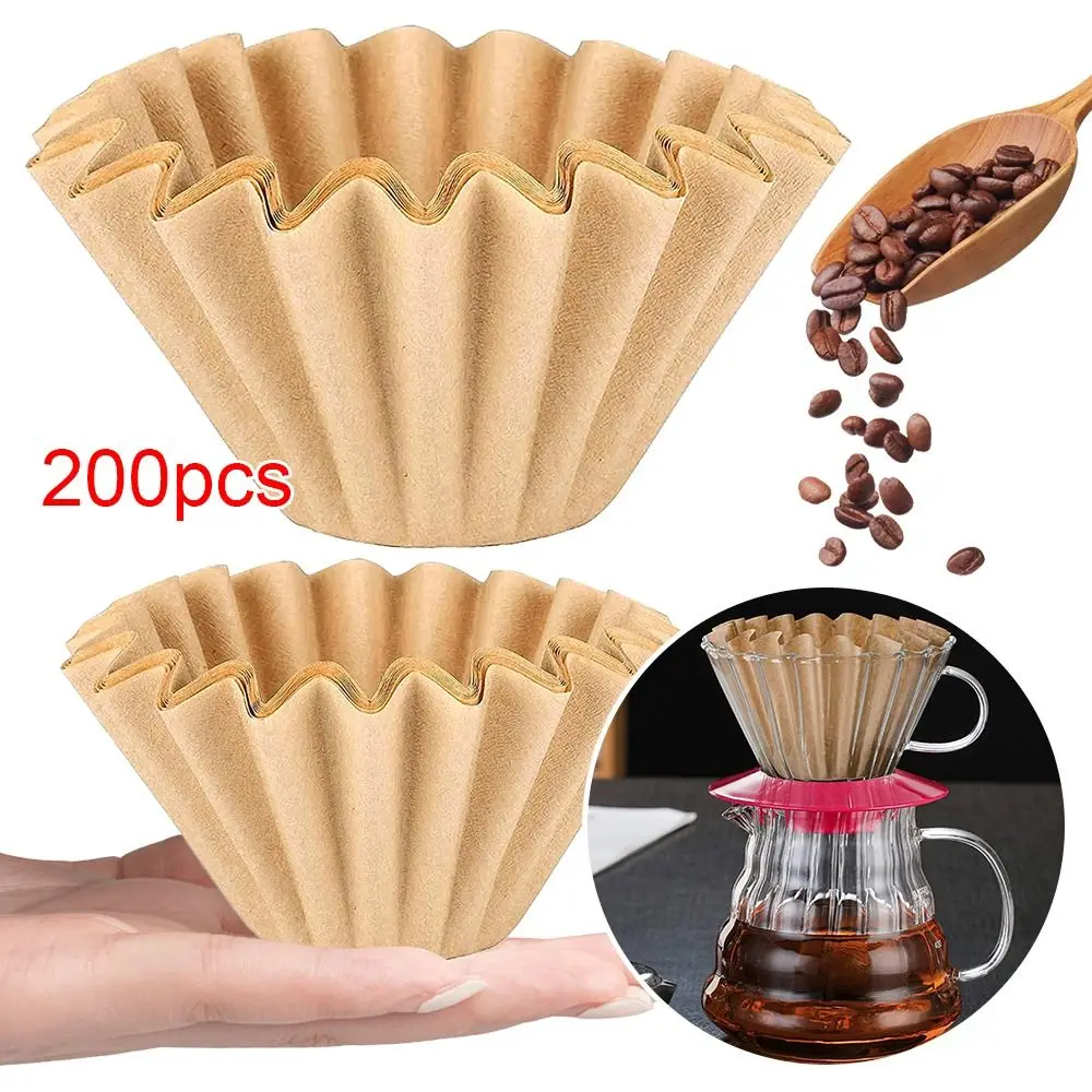 

200pcs Natural Thicken Pleated Filter Coffee Filter Filters Single Cup Coffee Filters Coffee Filters Disposable Coffee Filters