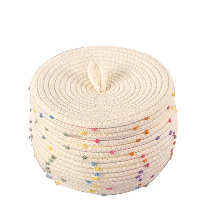 New Cotton Rope Storage Box Circular Cover Storage Basket Pumpkin Storage Basket Snack Basket Egg Basket Sundry Sorting Basket