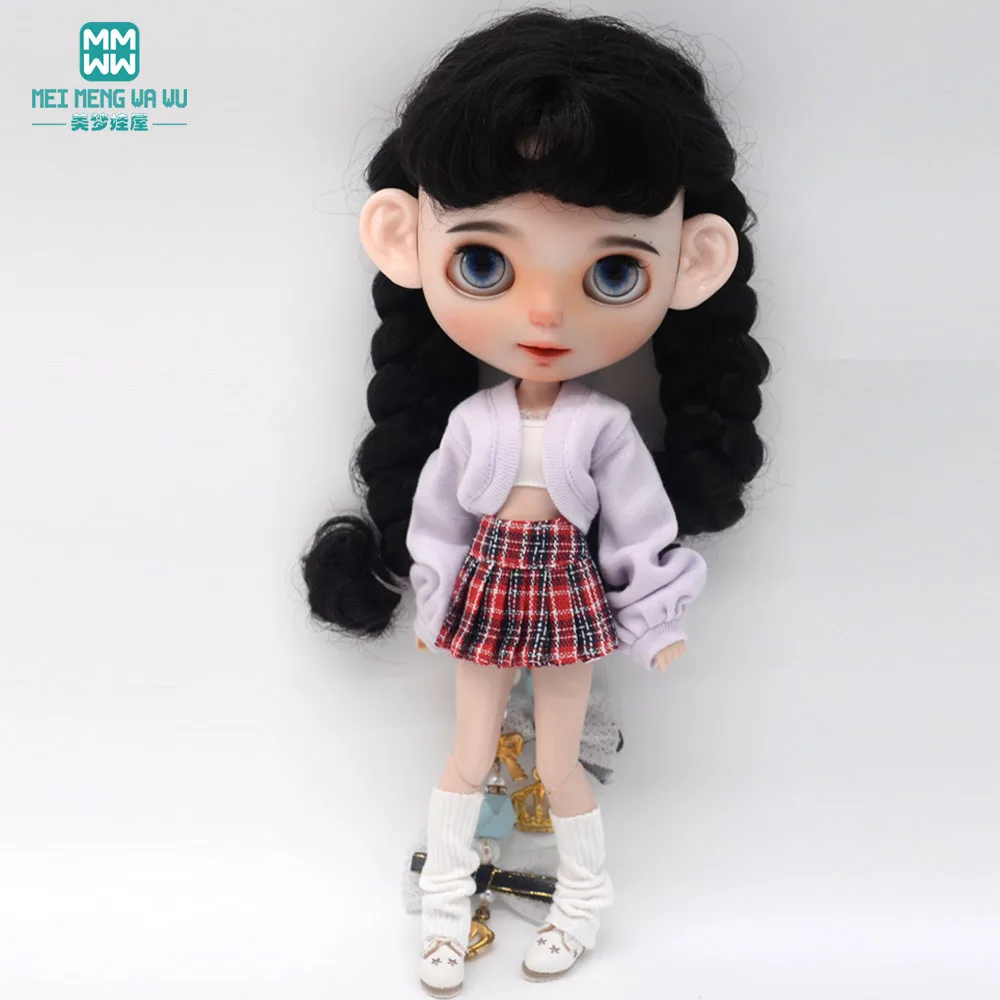 Fashion New Puff Sleeve Knit Jacket Set for Blyth Doll Azone OB23 OB24 Doll Accessories