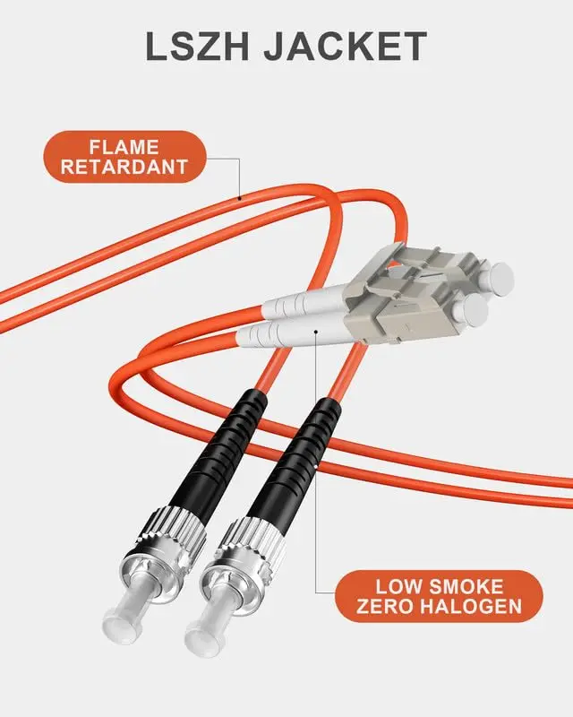 5 Pack LC to ST Multimode Fiber Patch Cable OM1, 1M Duplex MM Fiber Jumper 62.5/125&micro;m LSZH for Optic Transceivers-1-3M