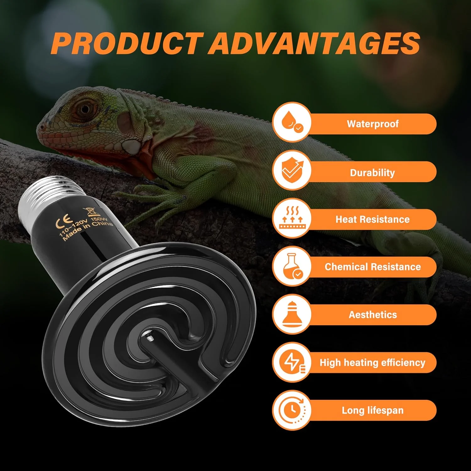 E27 Reptile Heating Lamp Set Turtle Lizard Reptiles Ceramic Heating Lamp Bulb Aluminum Lampshade Amphibious Lighting Supplies