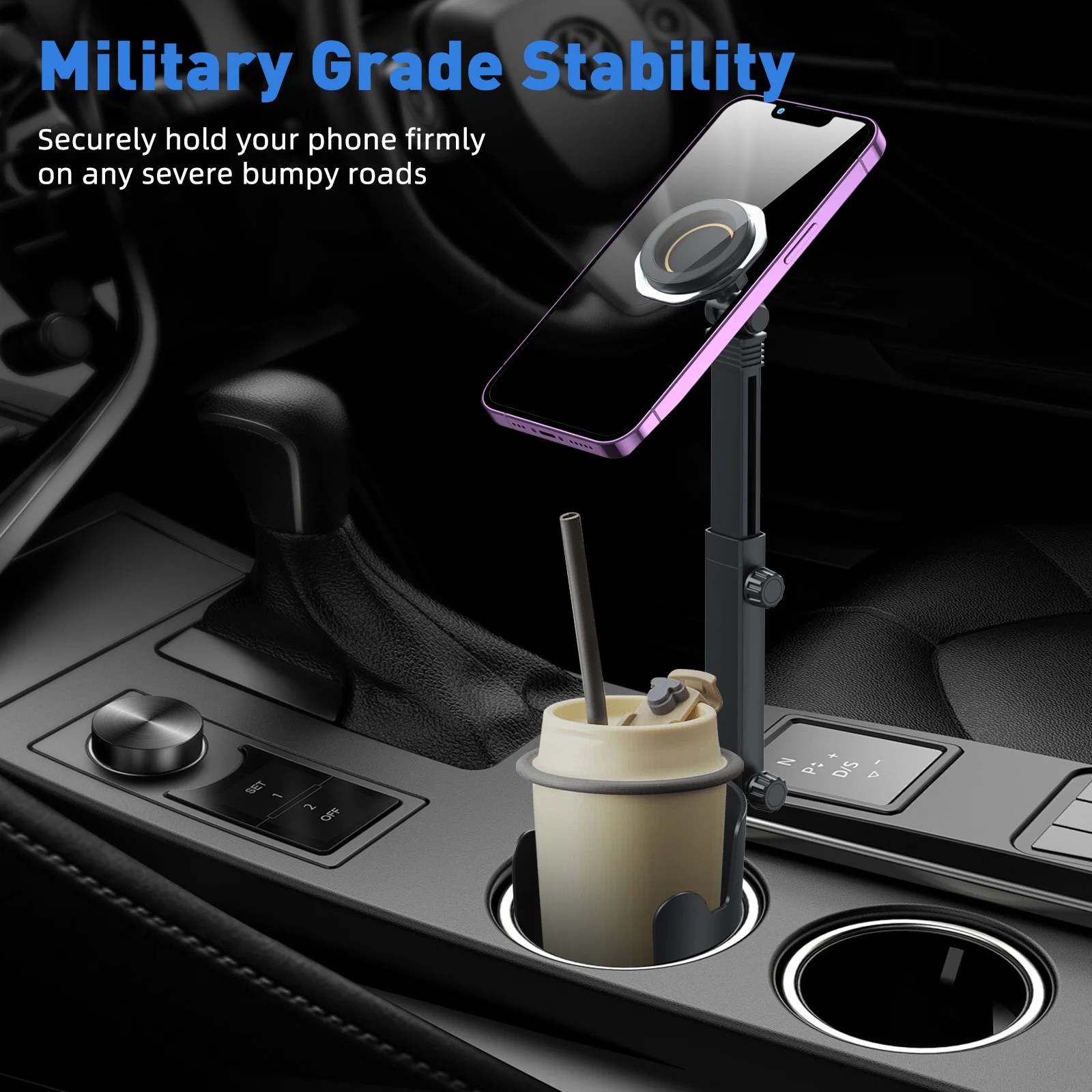 Magnetic Car Phone Holder with Metal Angle Adjustment
