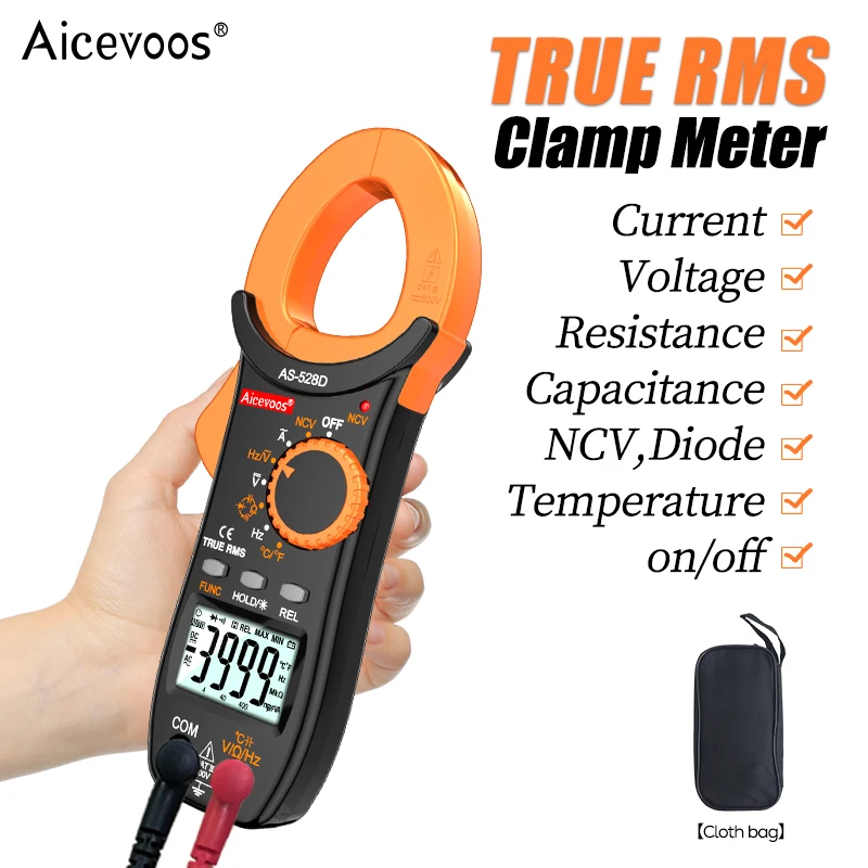 Aicevoos Digital Clamp Meter AC DC Voltage Tester Auto Rang 600A ...