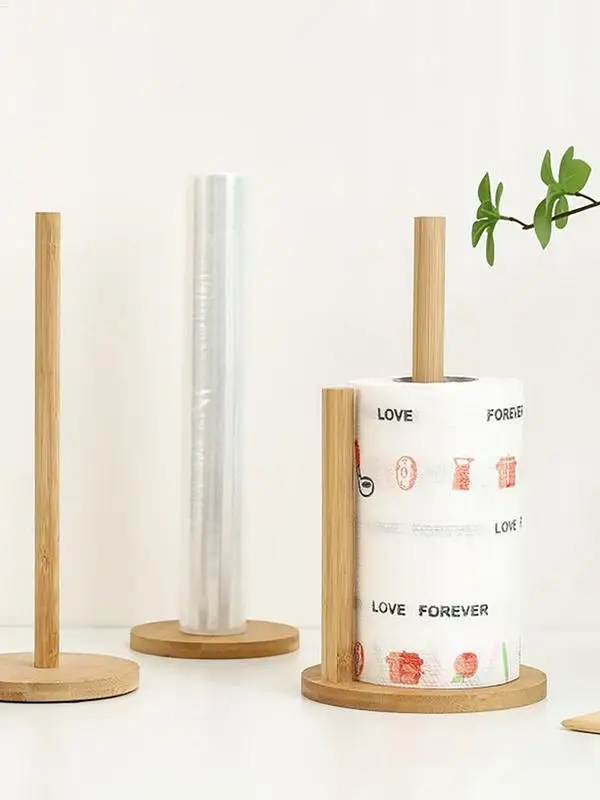 Kitchen Wooden Paper Towel Holder Toilet Paper Holder Kitchen Storage Rack Toilet Paper Rack Toilet Roll Holder Paper Towel Rack Tissue Holder Bathroom Tissue Vertical Stand Disposable Paper Pot Kitchen Toilet Storage Accessories