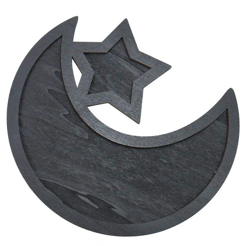 

35cm Real Wood Star Moon Crystal Holder Stand Tray Jewelry Accessory Display Plate Islam Festival Board Home Decor Healing Orgon