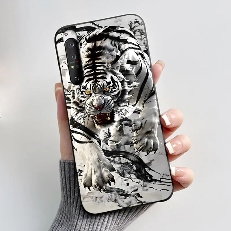 Luxury Cute Cat & Love Rabbit Black Silicone Soft Phone Case