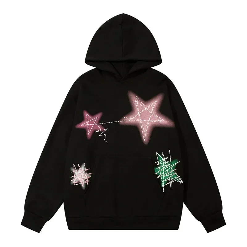 

Graffiti Line Star Hoodie Coat 2024 Hot Selling Hip Hop Sweatshirt Spring Autumn Loose Casual Hoodies Men Women Coat