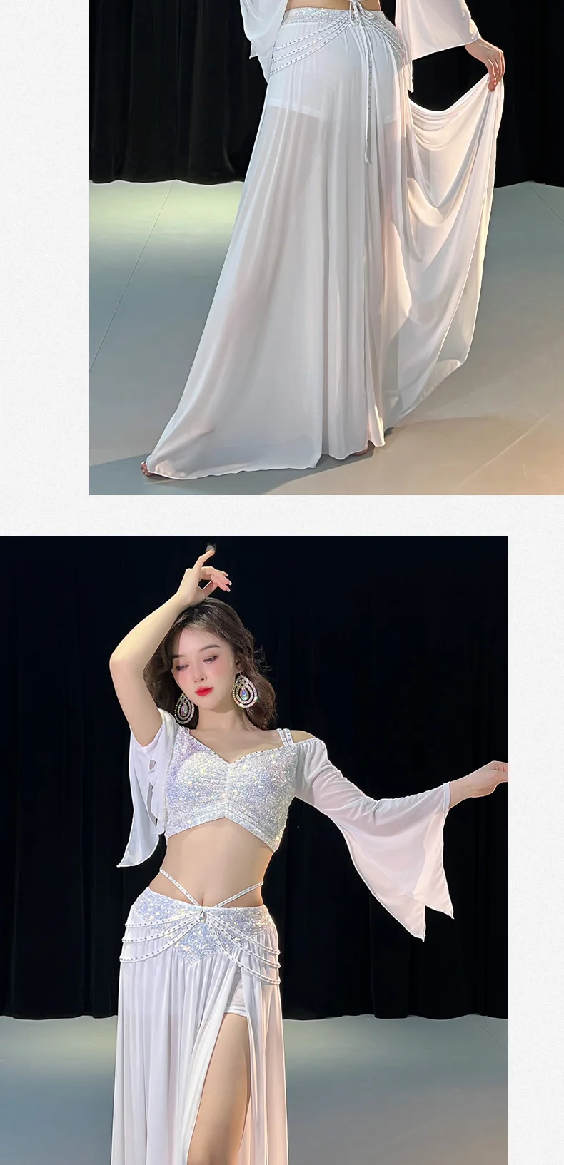 Belly Dance Practice Suit Top Skirt Belly Dancing Costume Oriental