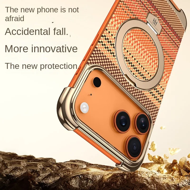 Ultra-Slim Carbon Fiber Texture Magnetic Stand Phone Case with Anti-Fingerprint Protection