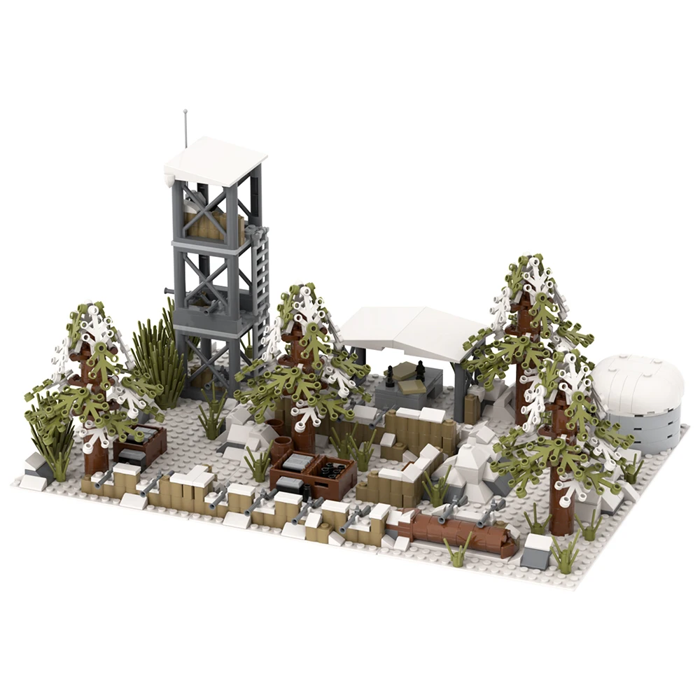 MOOXI Military Battlefield Set MOC Bricks WW2 Snowfield Jungle Wars Scene Compatible Action Figures Building Blocks Toys MOC5077