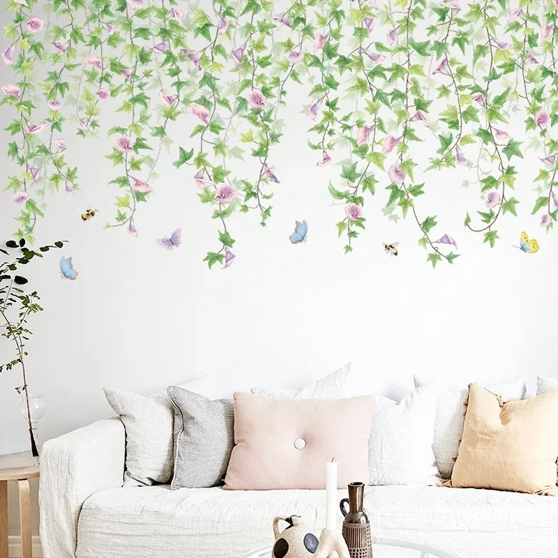 Morning Glory Vine Wall Stickers Living Room Bedroom Sofa TV Background Wall Decor Room Decoration Sticker Art Decals for Home