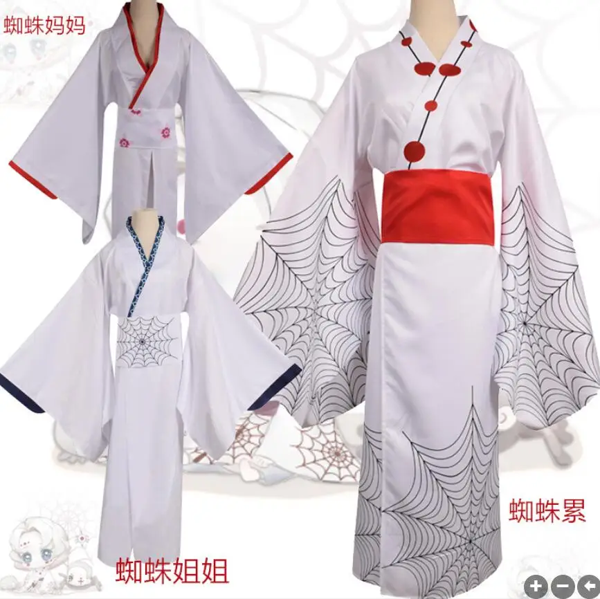 Cheap 4pcs Anime Demon Slayer Kimetsu no Yaiba Spider Oni Ayaki Rui Cosplay  Costume Men's Kimono Full set Halloween Party Outfit