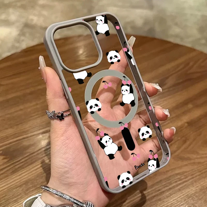 Cute Panda Cherry Magnetic Phone Case Cover