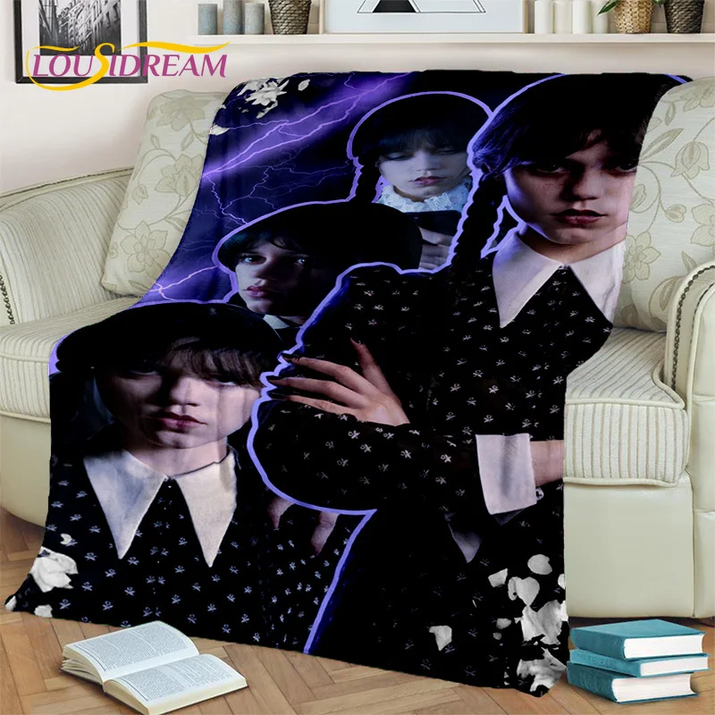 

3D Horror TV Wednesday Addams Blanket,Soft Throw Blanket for Home Bedroom Bed Sofa Picnic Travel Office Rest Cover Blanket Kids