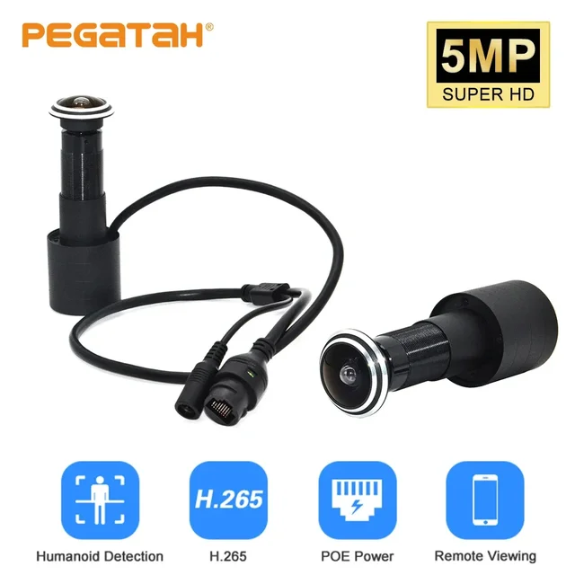 5MP Door Eye IP POE Camera Mini Peephole Motion Detection Video-eye Viewer Wireless Intercom Home Security Surveillance Door Cam 1