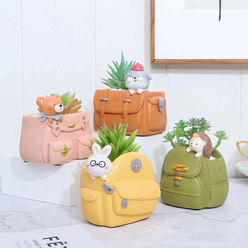 

Meat Pots Gardening Landscape Decoration Flower Wares Creative Bookbags Decorative Items, Desktop Storage