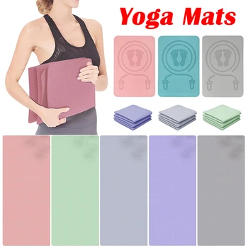 TPE Yoga Mats Yoga Meditation Pad Anti-Slip Foldable Pilates Gymnastics Mat Soft Shock-absorbing Easy Clean Sports Equipment 1