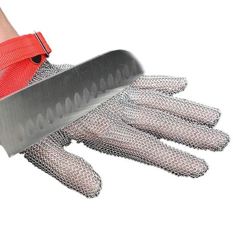 Plastic Belt Stainless Steel Mesh Glove Cut Resistant Chain Mail Protective Anti-Cutting Glove for Kitchen Butcher Cleaner anti cut gloves cut resistant gloves protective gloves