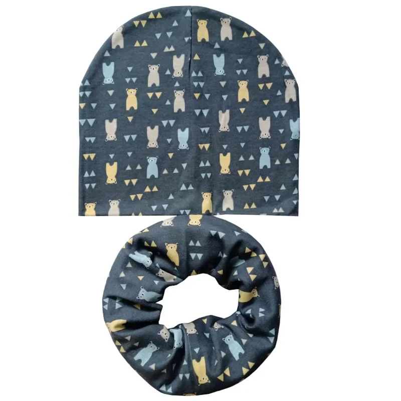 New Spring Autumn Cotton Baby Hat Warm Beanies for Boys Girls Outdoor Kids Head Cover Neck Collar Children Hat Scarf Set children hat scarf set