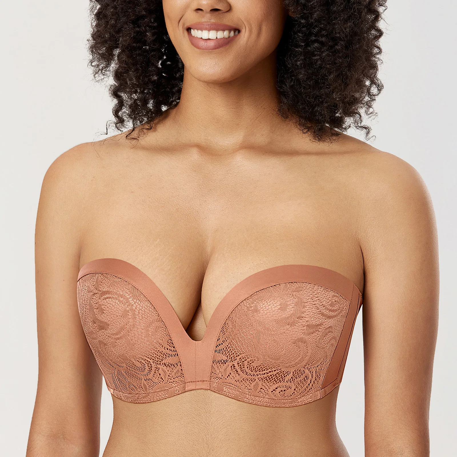 Women's Slightly Padded Lift Great Support Lace Strapless Bra Plus