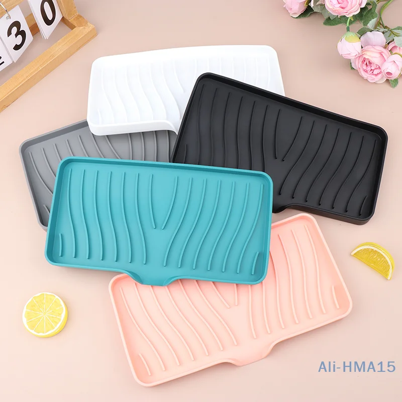 Kitchen Sink Sponge Holder Silicone Soap Dish Soap Holder Self Draining Anti-slip Storage Rack Bathroom Supplies